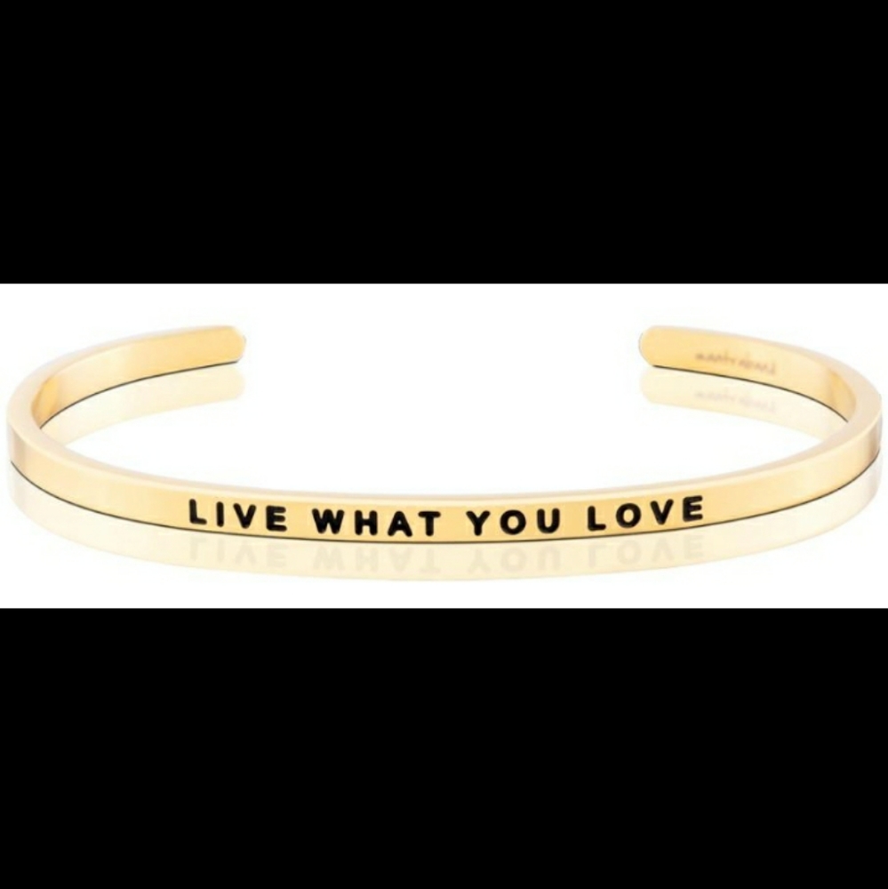 Mantraband Cuff Bracelet Live What You Love + One Beaded Gold Tone Bangle - Picture 2 of 12
